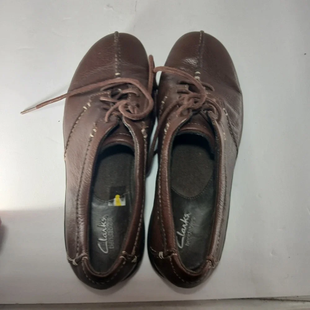 Clarks Bendables‎ Leather Oxfords 7M Brown Lace Up Comfort Professional Shoes